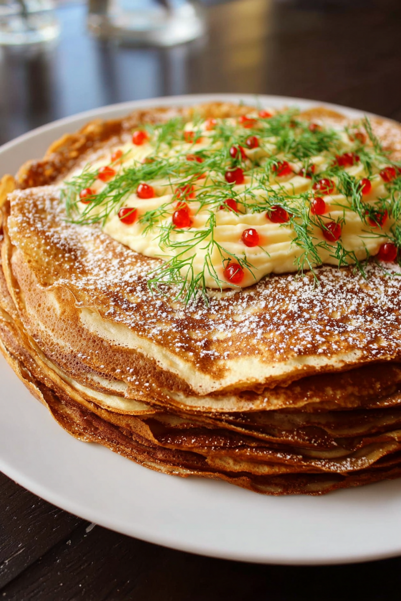 Crêpe Kuchen mit Geflügelleber