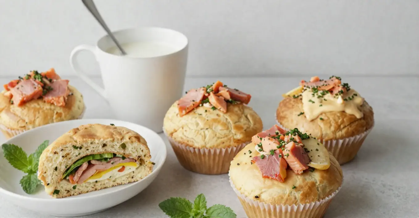 Eier Muffins mit Räucherlachs und Gemüse