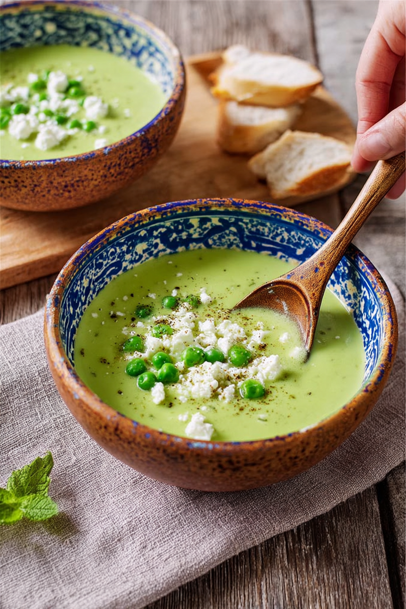 Erbsensuppe mit Feta