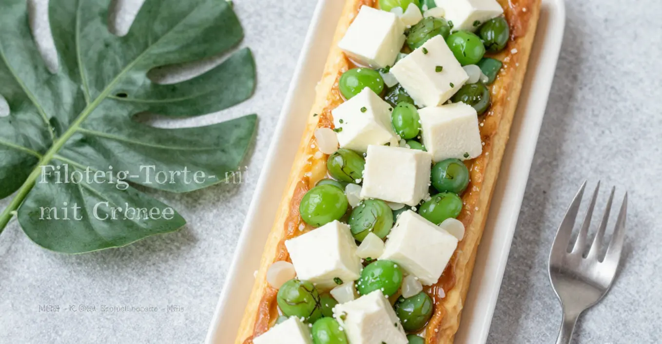 Filoteig Torte mit Erbsen und Creme