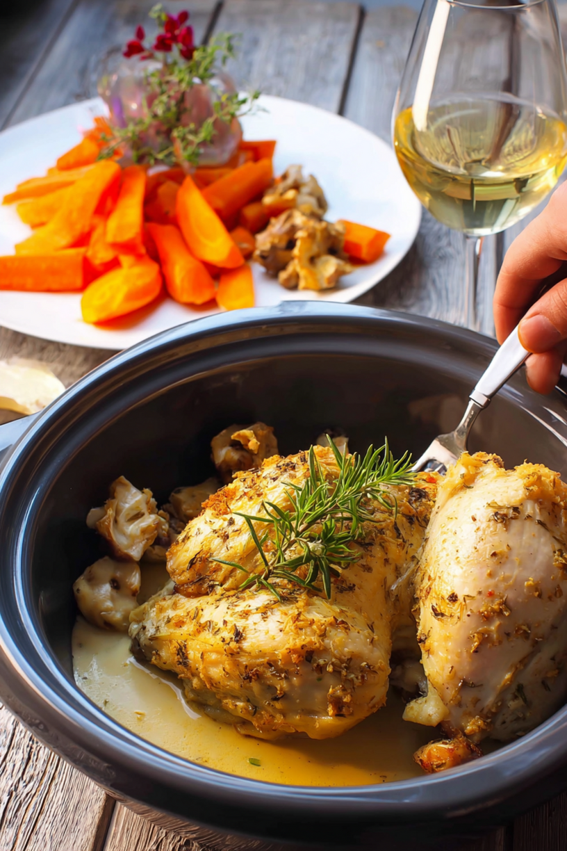 Hähnchen in Vin Jaune gedämpft