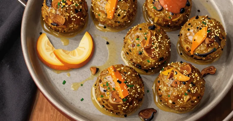 Herbstliche Bällchen mit Butternut Kastanie und Pilzen