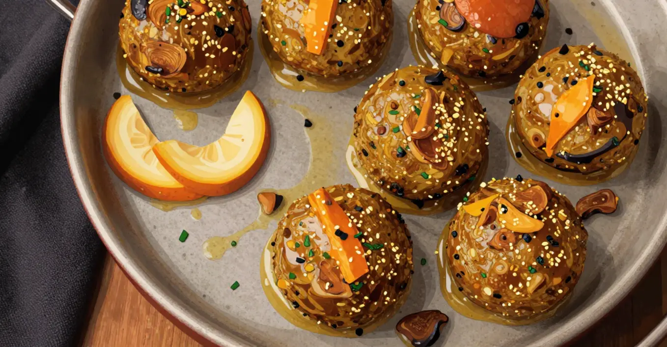 Herbstliche Bällchen mit Butternut Kastanie und Pilzen