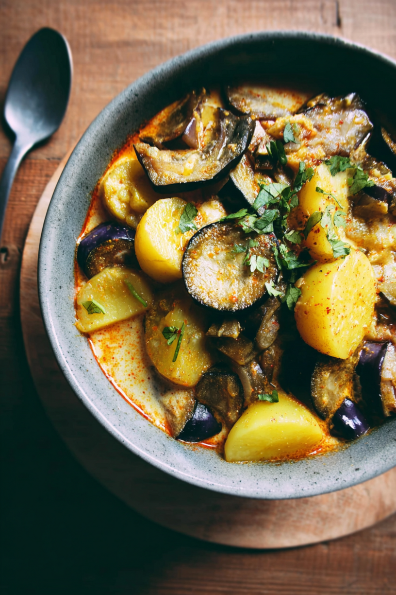 Kartoffel Auberginen Curry mit Kokos