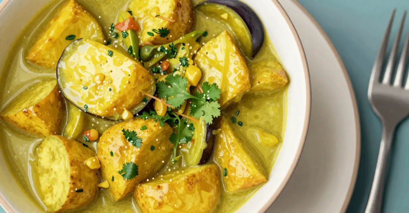 Kartoffel Auberginen Curry mit Kokos
