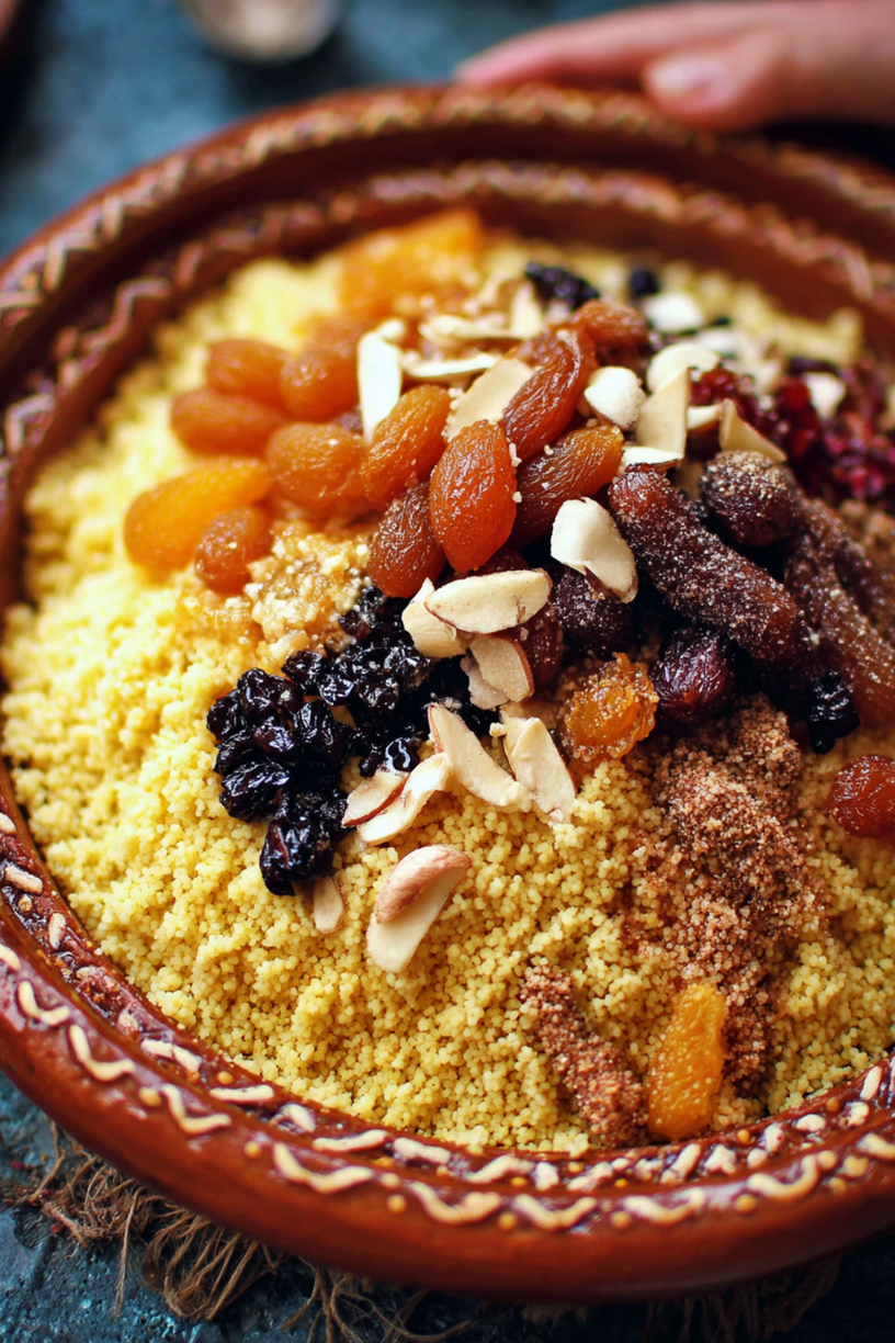 Masfouf Couscous mit Trockenfrüchten