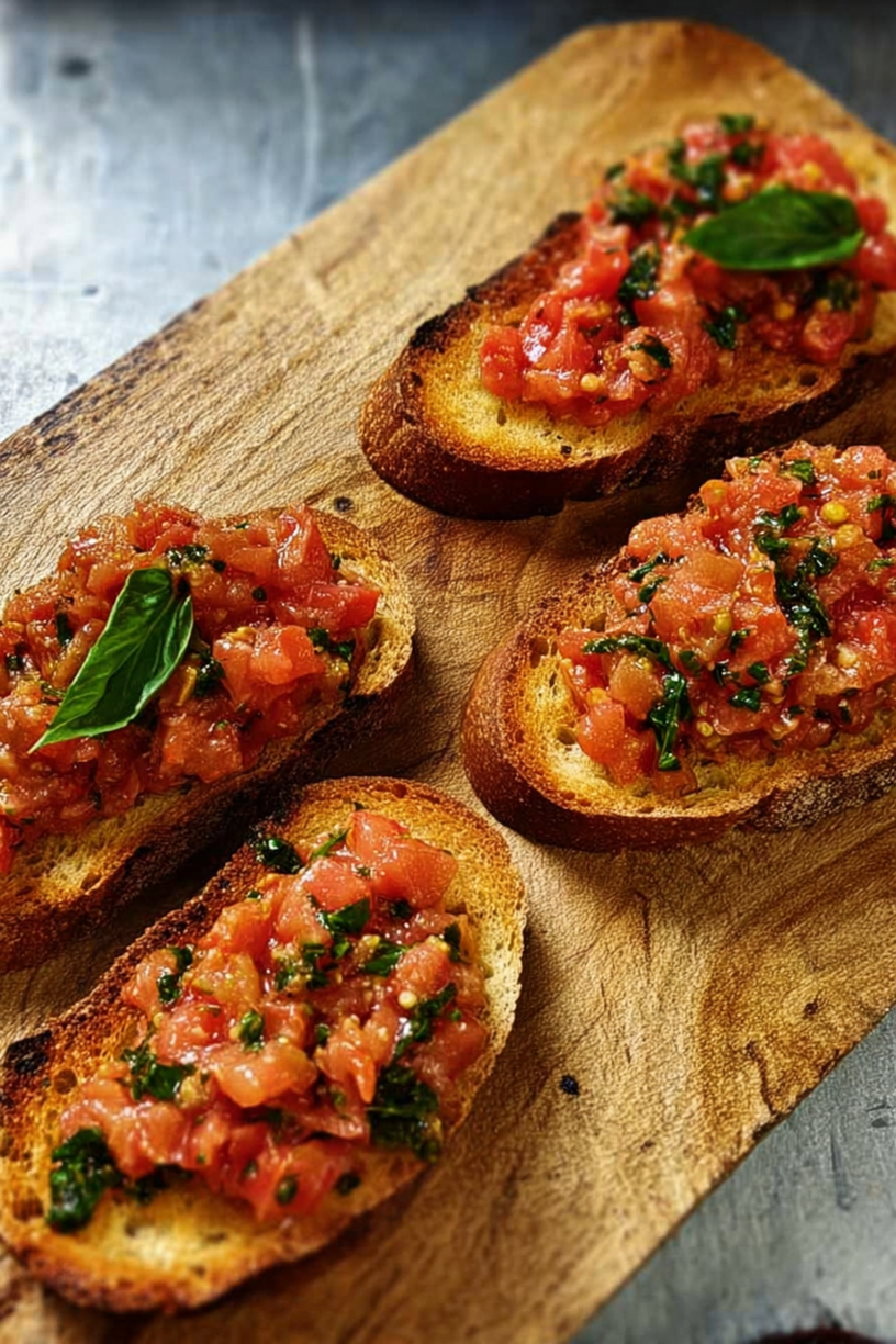 Mehrkorn Bruschettas mit Tomatensauce und Kräutern