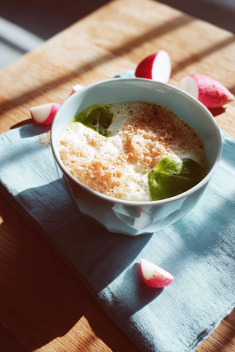 Radieschenblatt Creme mit Räucherspeck