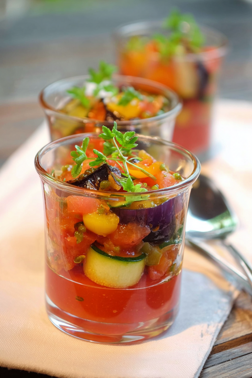 Ratatouille Verrine mit Tomatengelee