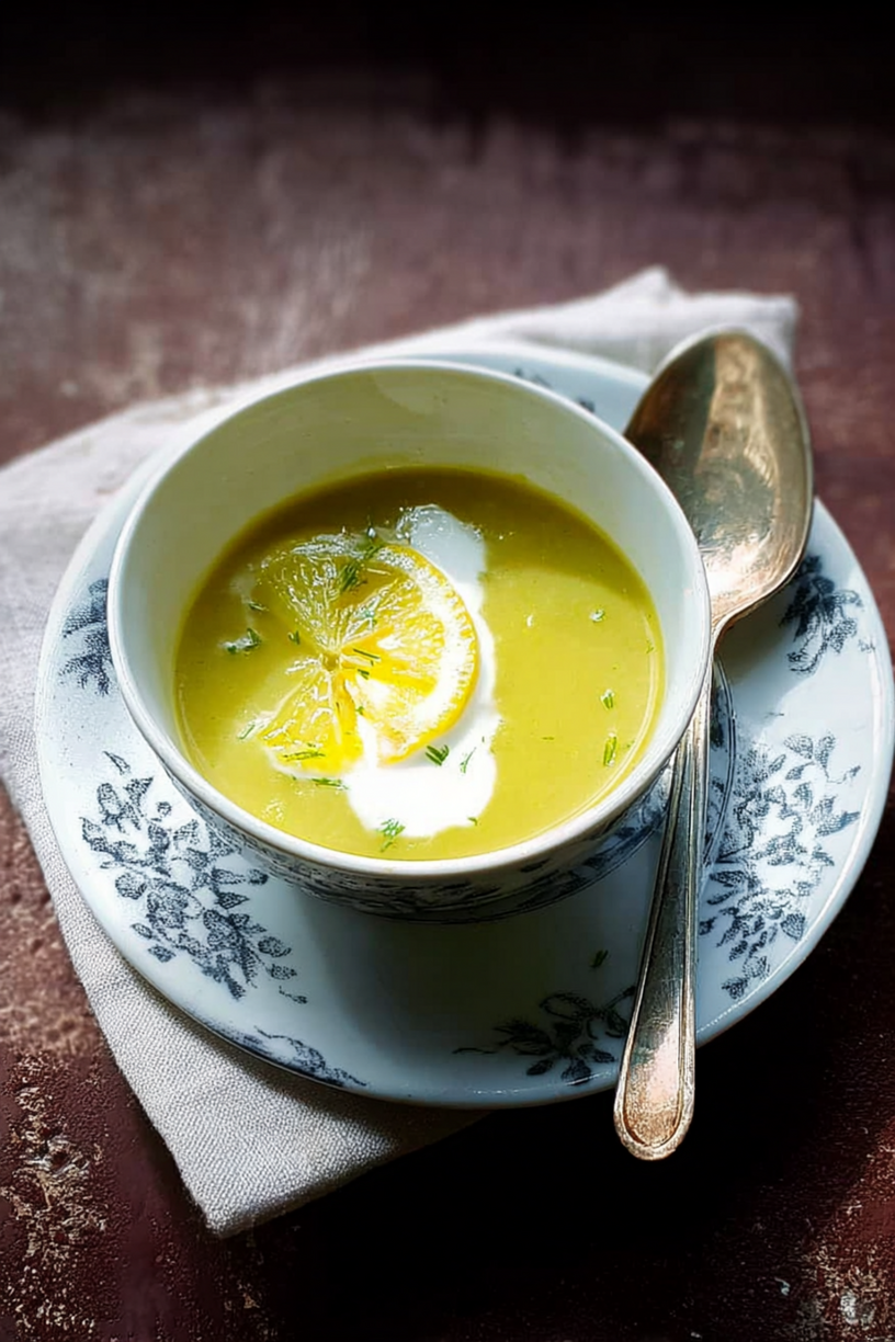 Schalerbsen Cremesuppe mit Zitronensahne