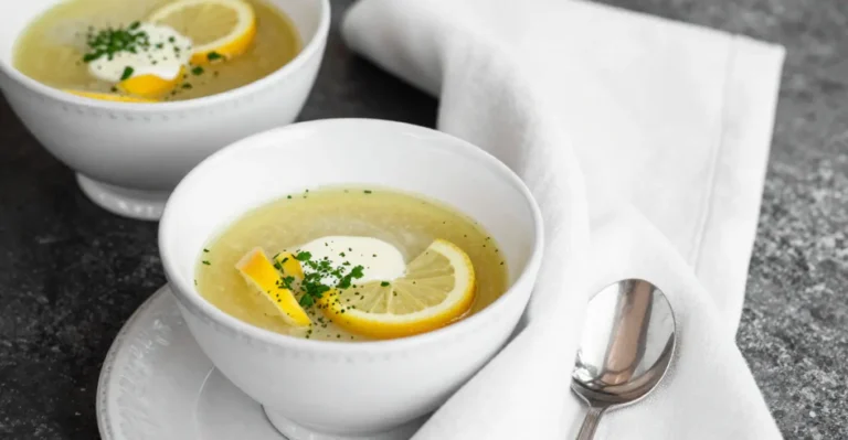 Schalerbsen Cremesuppe mit Zitronensahne