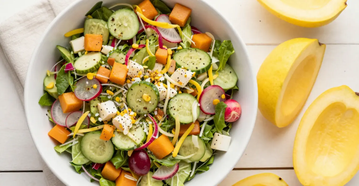 Schalerbsen Salat mit Mimolette und Radieschen