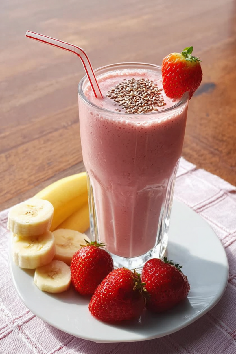smoothie banaan aardbei lijnzaad