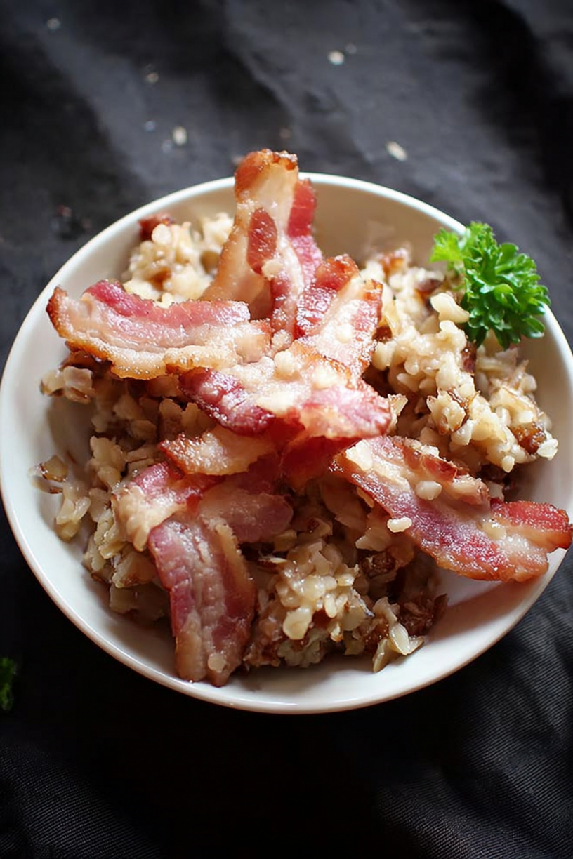 Speck Lauch Porridge mit Datteln