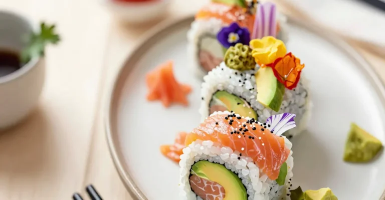 Sushi Rolle mit Mango Lachs und Avocado
