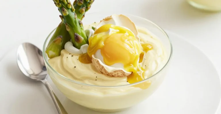 Verrine mit grüner Spargelcreme und Mimosa-Ei